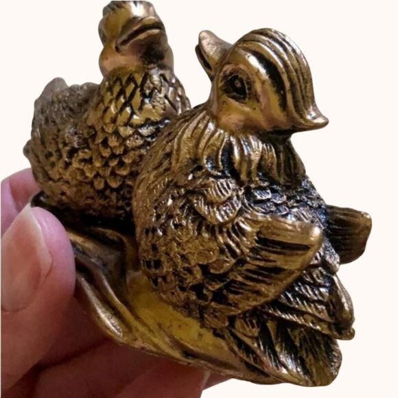 Feng Shui Mandarin Ducks - Brown Resin Figurine - Picture 8 of 13